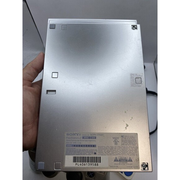 Sony Playstation 2 PS2 Slim Silver Console Bundle OEM Silver Controller Tested - Picture 2 of 6